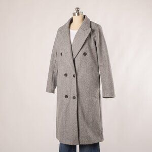 Nasty Gal Grey Double-Breasted Tailored Coat Size 8